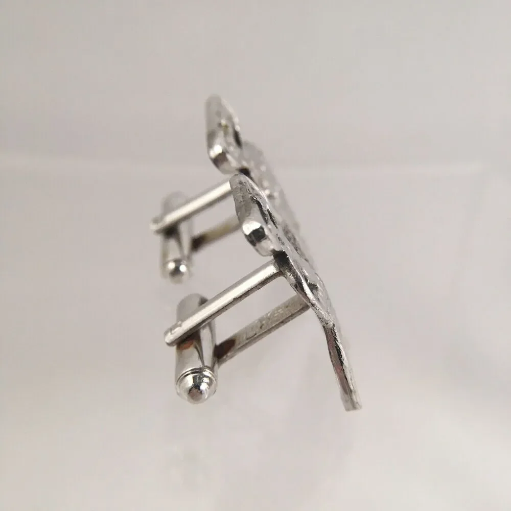Alien Humanoid Human Figure Cufflinks Silver Tone Southwestern VTG Shields J4